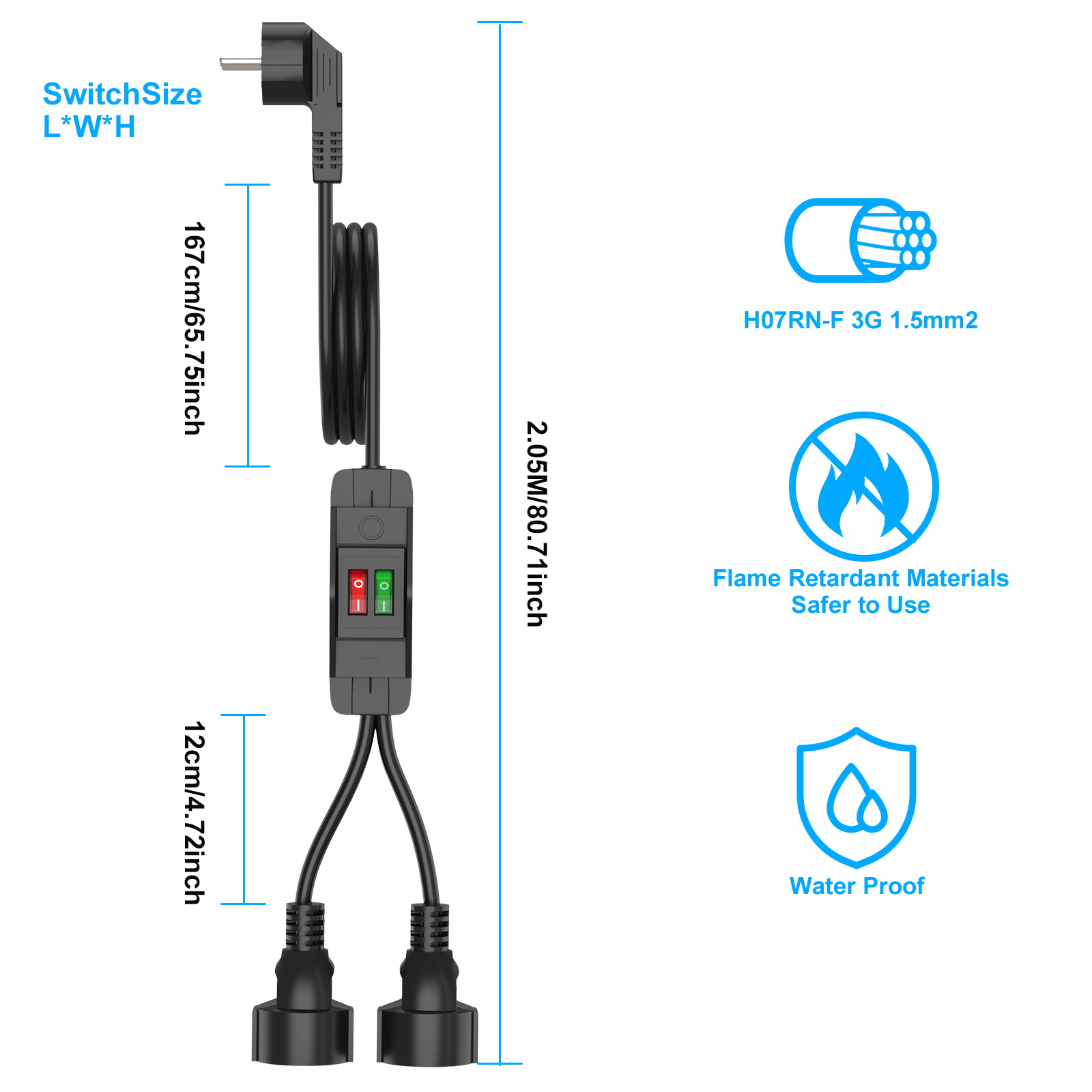 Rallonge électrique EU 40cm/2m - Outdoor Power Extension Cord avis et prix