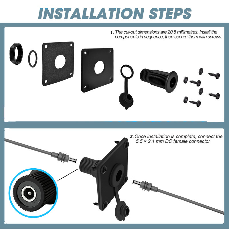 Prise de panneau étanche IP65  - Outdoor Power Jack avis et prix